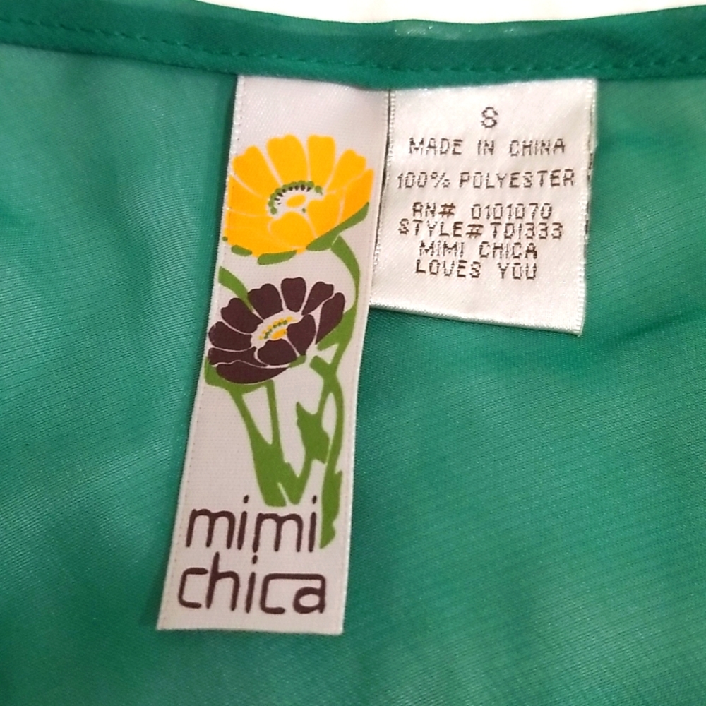 Mimi Chica Green Sheer Chiffon One Shoulder Top Y2K Style - Picture 13 of 15